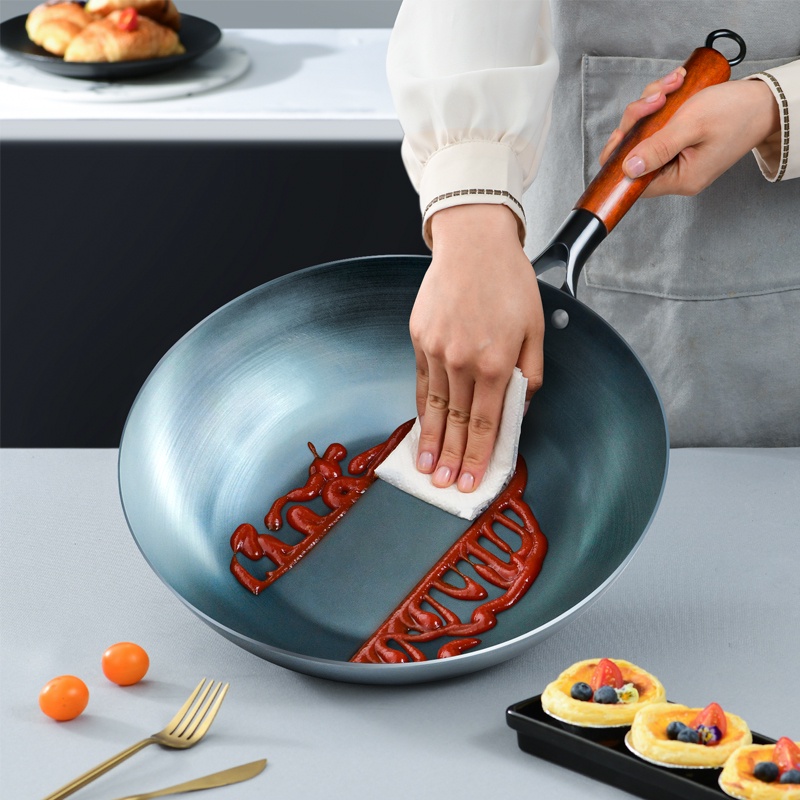 seasoning-iron-woks-30-32-34cm-wok-with-wooden-handle-frying-pan-kitchen-cookware-for-electric-induction-electric-and
