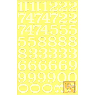 สติกเกอร์ Sticker ตัวเลข Size 3 เซ็นติเมตรและ 4 เซนติเมตร สติกเกอร์ตัวเลข สีขาว White