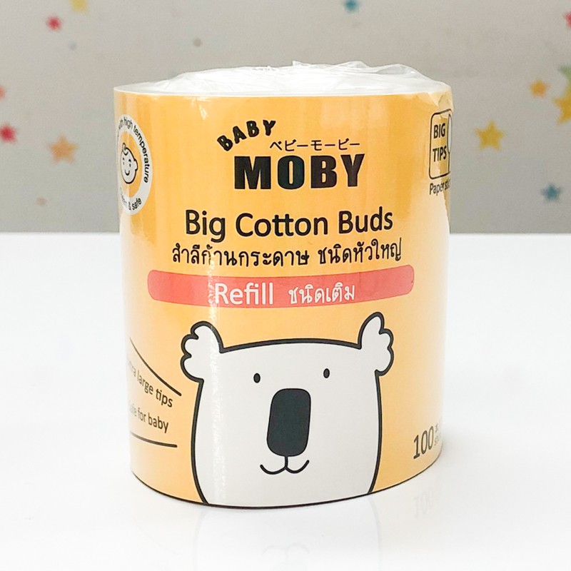 baby-moby-คอตตอนบัดหัวใหญ่-ชนิดเติม-100-ก้าน-เบบี้-โมบี้-สำลีก้าน-refill-big-cotton-buds