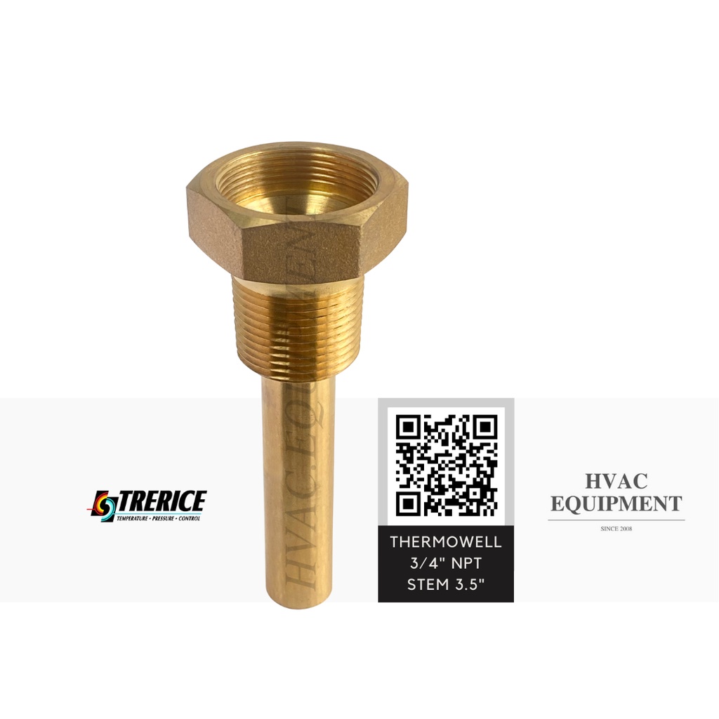 Trerice Brass Thermowell เทอร์โมเวลทองเหลือง เกลียวนอก (External Thread
