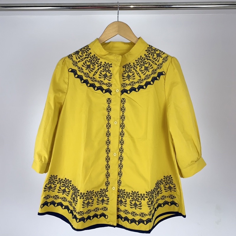 เสื้อคอตตอนคอจีนปักลาย