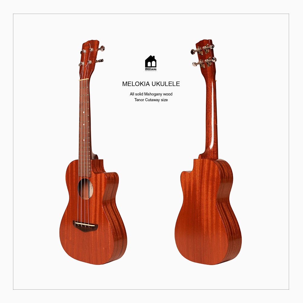 Melokia all solid Mahogany Tenor CutAway ukulele อูคูเลเล่ไม้มะฮอกกานี ...