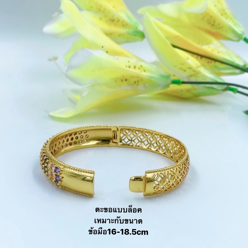 กำไลข้อมือประดับเพชรพลอย-สวยงาม-เหมาะสำหรับข้อมือ16-18-5cm-กำไลทับทิม-n274-กำไลทองชุบ