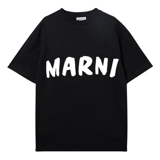 [S-5XL]Marni พร้อมส่ง เสื้อยืด ผ้าฝ้ายแท้ พิมพ์ลายตัวอักษร เรียบง่าย สําหรับผู้ชาย และผู้หญิง ไซซ์ s - 5xl