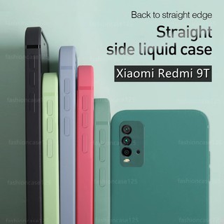 เคสโทรศัพท์กันกระแทกซิลิโคนXiaomi Redmi 9T Original Square Liquid Silicone Phone Case For Solid Color Soft Cover On For Redmi 9T Straight edge liquid silicone mobile phone case