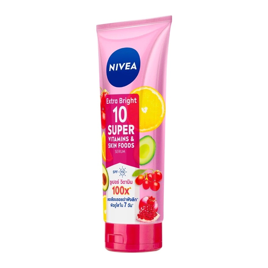 นีเวีย-เอ็กซ์ตร้า-ไบรท์-10-ซูเปอร์-วิตามิน-แอนด์-สกิน-ฟู้ด-320-มล-เซรั่ม-บำรุงผิวกาย-nivea-extra-bright-10-super-vitami