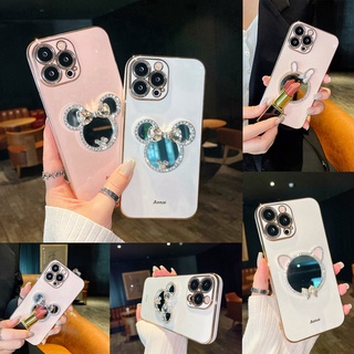 เคสโทรศัพท์มือถือ แบบนิ่ม ลายการ์ตูนมินนี่ มันวาว มีกระจก สําหรับ OPPO A76 A96 A95 A74 5G A54 A16 A15 A15s A53 A33 A52 A92 A31 A9 A5 2020 A7 A5s A12 A11k A3s