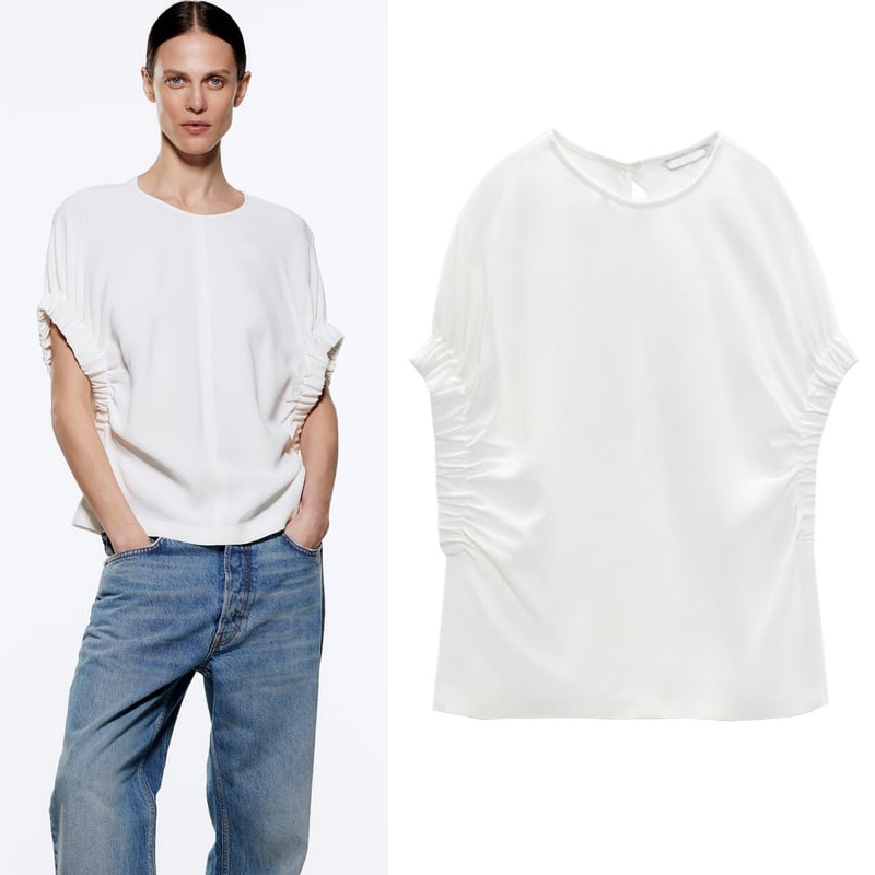 zara-เสื้อเชิ้ต-คอกลม-ขนาดเล็ก-สีขาว-แฟชั่นฤดูร้อน-สําหรับผู้หญิง-2143055เสื้อเบลาส์