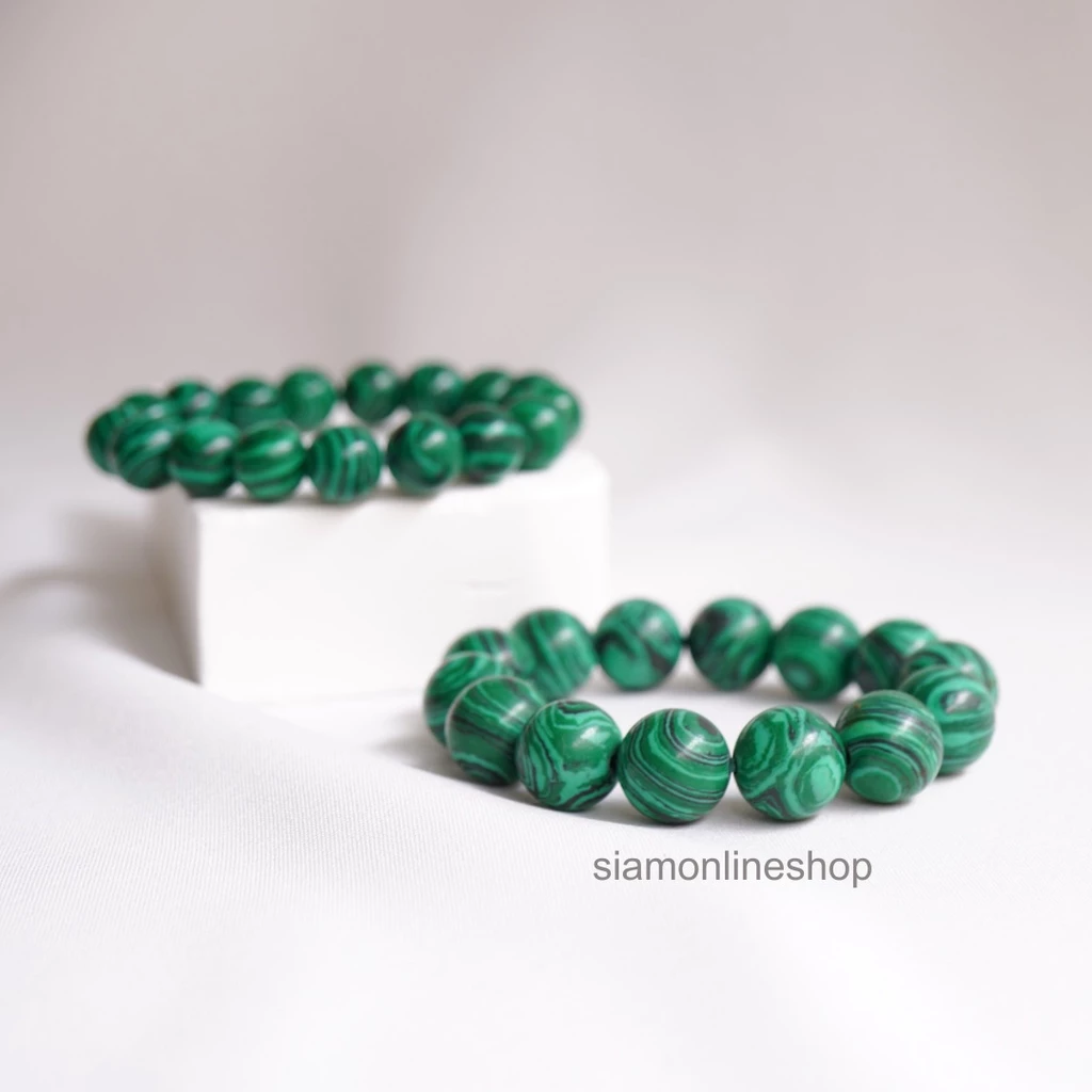 MALACHITE หินมาลาไคต์ เลือกขนาดเม็ดหินได้ (4-16 มม.) หินแห่งการเดินทาง สร้อยข้อมือหินแท้ https://wayoza.com