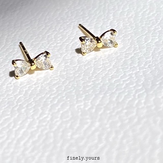 finely.yours 925 Stering Silver Jewelry| ต่างหูเงินแท้ 92.5% ประดับพลอย รุ่น Mini Bow Stud