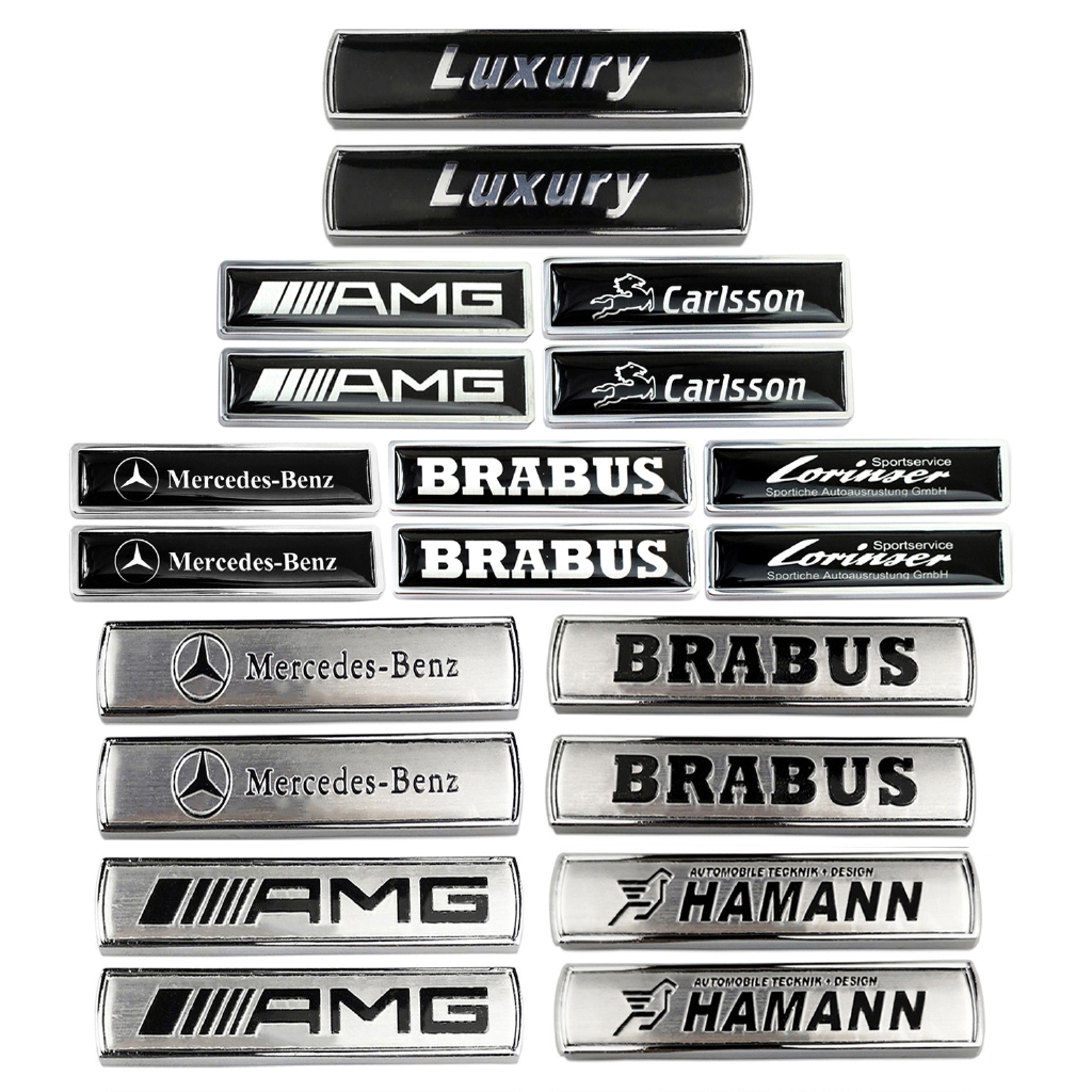 สติกเกอร์โลหะโลโก้-amg-carlsson-brabus-สำหรับติดหลังรถ-mercedes-benz-w210-w211-w203-w204-2ชิ้น