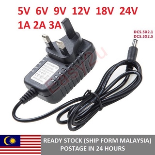 อะแดปเตอร์แปลงพาวเวอร์ซัพพลาย ปลั๊ก UK AC เป็น DC 5V 6V 9V 12V 18V 24V 1A AC สําหรับกล่องทีวี โมเด็ม เราเตอร์