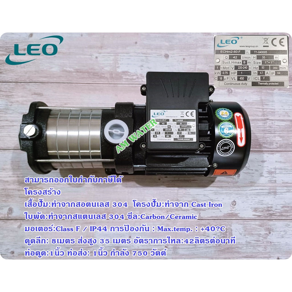 ปั๊ม-leo-ลีโอ-หลายใบพัดแนวนอน-multistage-centrifugal-pump-รุ่น-echm2-30d-echm2-60-f-1hp-echm4-60-f-1-5hp-เป็นต้น