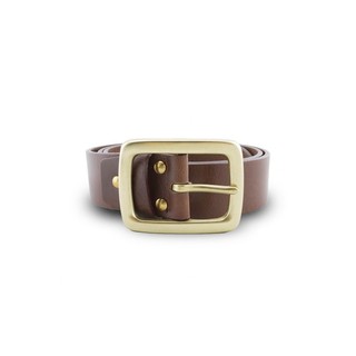 Brown Stone เข็มขัดหนังแท้รุ่น Milano Tan Belt Solid Brass Rectangle Buckle