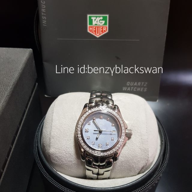 used-tag-heuer-link-lady-size-หน้าปัดมุกฟ้า-หลักเพชรล้อมเพชรของแท้