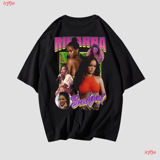 【hot sale】irjfje Rihanna สไตล์ตะวันตก เสื้อยืด ผู้หญิง ผู้ชาย สไตล์เกาหลีเสื้อยืด Rihanna BADGAL สไตล์วินเทจโอเวอร์ไซส์