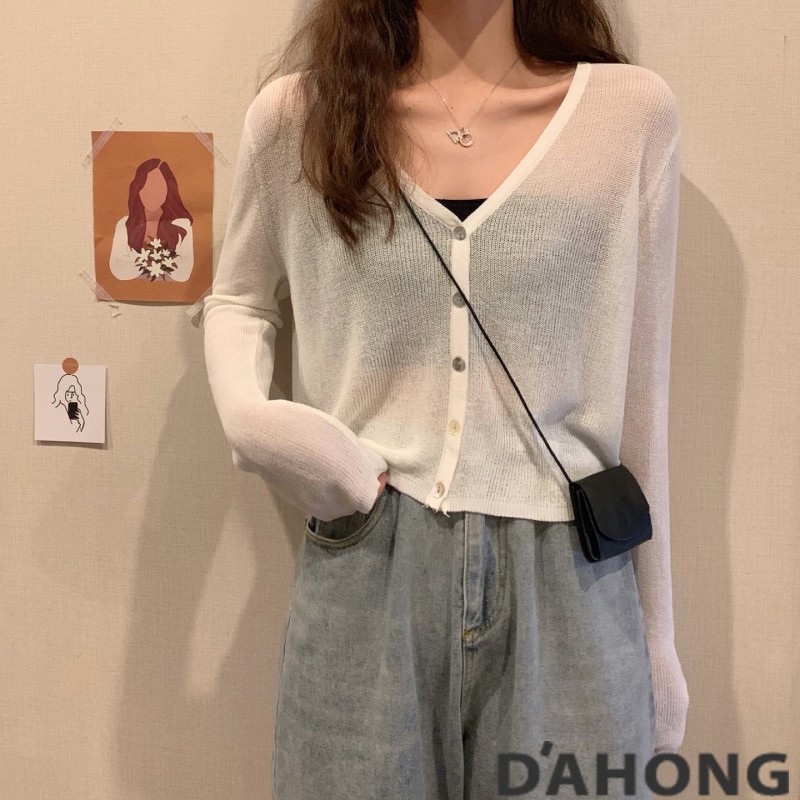 dahong-8180-เสื้อคลุมผ้าไหม-แขนยาว-เนื้อผ้าบาง-ป้องกันแสงแดด-เสื้อคลุมใหม่-สำหรับผู้หญิง