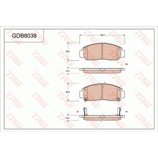 ผ้าดิสเบรคหน้า HONDA BR-V DG1 1.5 2016- CIVIC Gen9 GB2 1.8 2012- GDB8038 TRW