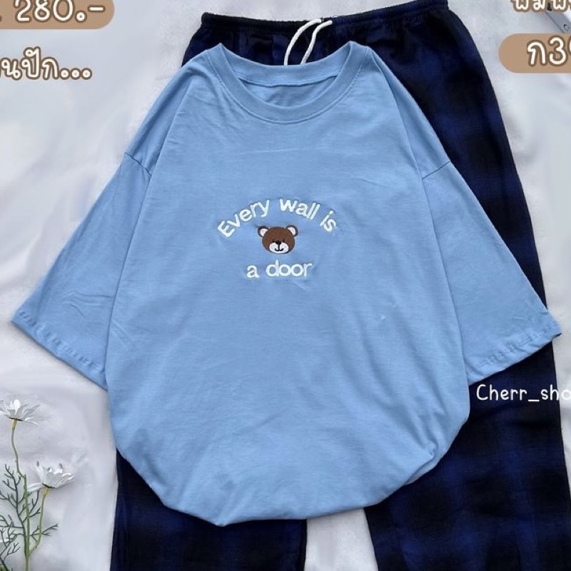 เสื้อยืด-โอเวอร์ไซส์-ผ้าคอตตอน-งานปักลายหมี-ตัวละ180-เฉพาะเสื้อ