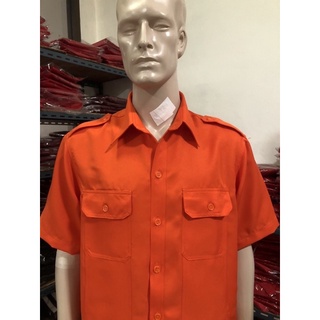 สินค้า เสื้อกู้ชีพกู้ภัยติดแถบสะท้องแสง เสื้อซาฟารี สีส้ม ผ้าลีวาย