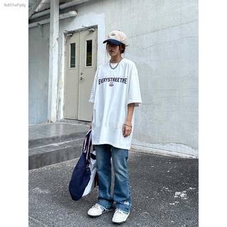 เสื้อยืดT-shirt☁☋Chuanchuan Yejia American ins tide street simple letter เสื้อยืดแขนสั้นผู้ชายและผู้หญิงหลวม oversize รอ