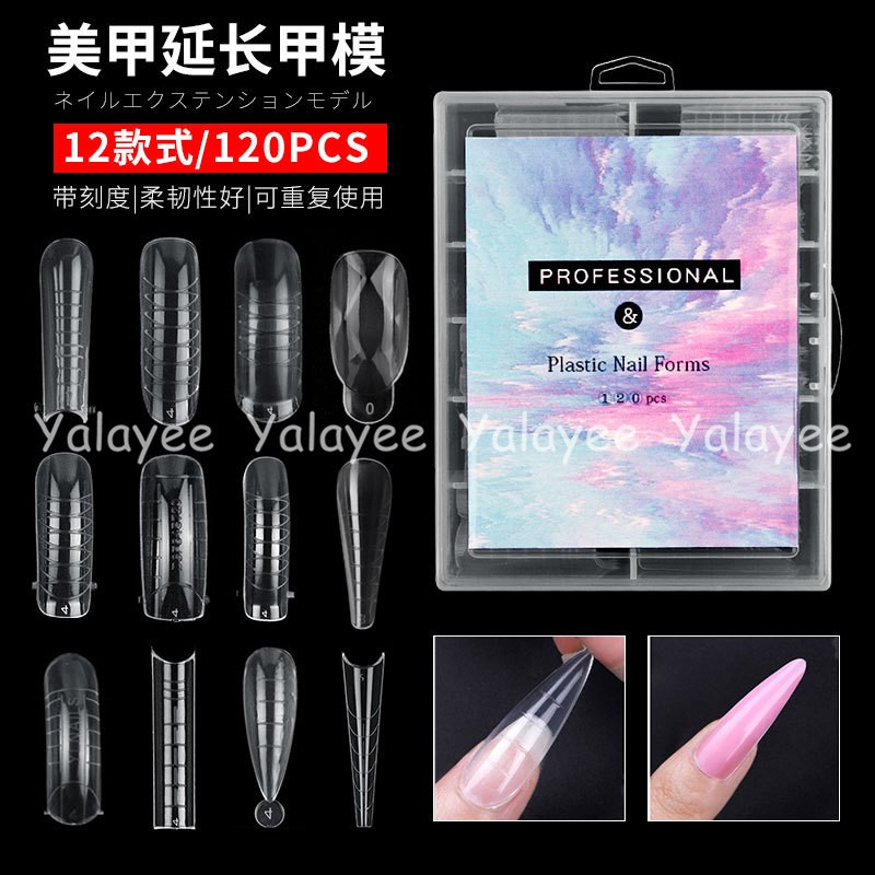 yalayee-manicure-tools-แม่พิมพ์คริสตัล-สําหรับต่อเล็บ-120-ชิ้น