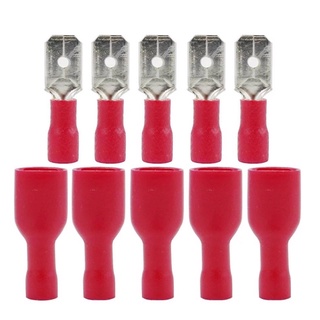 แพ็ค100ตัว (แพ็ค10ตัว ผู้5 เมีย5)FDFD 1.25-250 MDD1.25-250 6.3มม.สีแดง ...