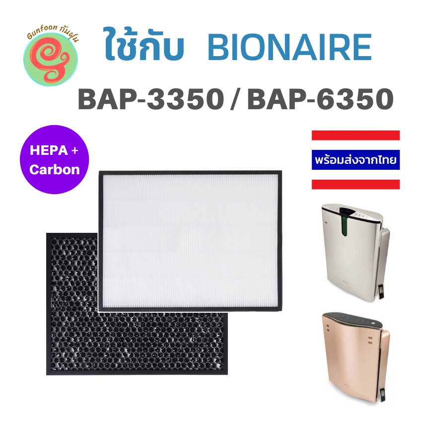 ภาพหน้าปกสินค้าไส้กรองอากาศ สำหรับ Bionaire เครื่องฟอกอากาศ รุ่น BAP-3350 BAP-6350 BAP 3350 BAP 6350 แผ่นกรองอากาศ HEPA carbon filter