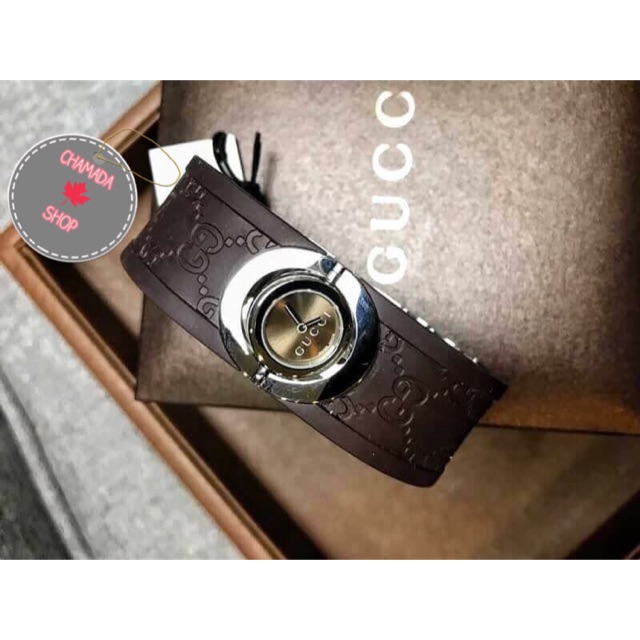 gucci-twirl-brown-rubber-ladies-watch