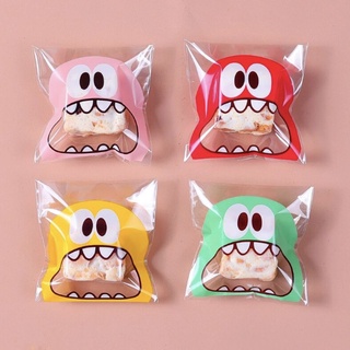 ถุงฝากาว สำ หรับคุกกี้ บราวนี่ แถบกาวปืดสะดวก soft cookie bag ลายน่ารัก มี 4 สี แพคสีละ 100 ใบ