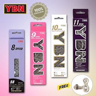 สินค้า โซ่จักรยานเสือหมอบและเสือภูเขา YBN 8,9,10,11,12 สปีด ของแท้ [Original] Made in Taiwan