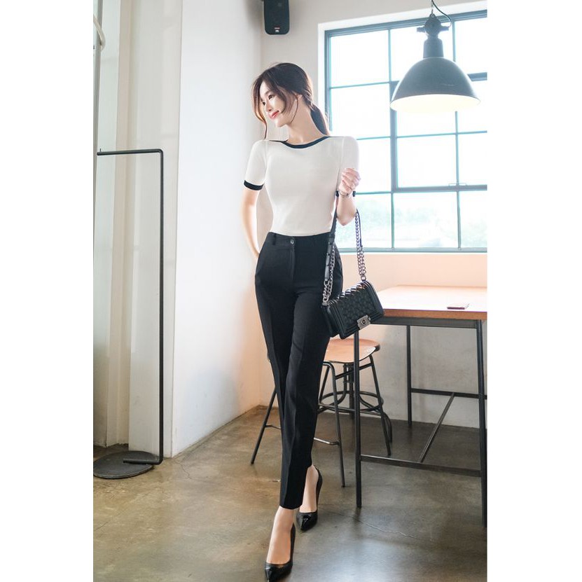 กางเกงเอวสูง-กางเกงสีดำ-กางเกงใส่ทำงาน-kuk-กางเกงผ้าเกาหลี-ผ้านาโนอย่างดี-6496643489