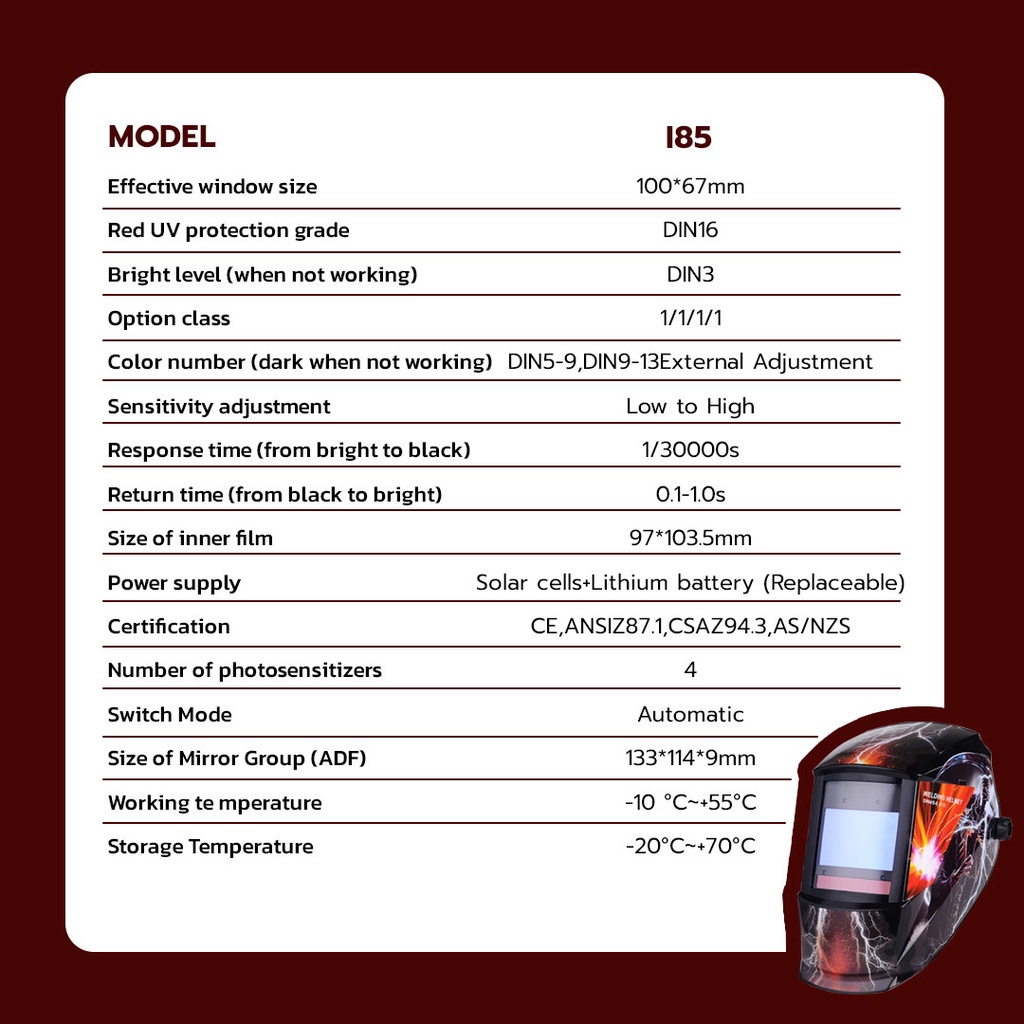 หมวกเชื่อม-รุ่น-i85-ปรับแสงอัตโนมัติ-เหมาะสำหรับงานเชื่อมและเจียร์