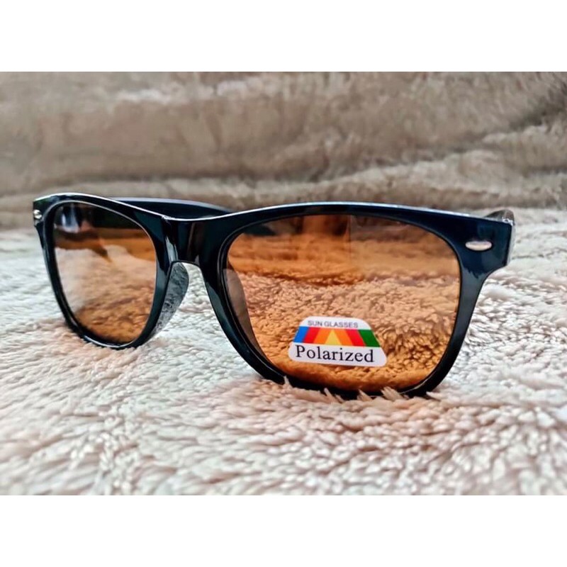 แว่นยิงปลา-เลนส์polarized-ทรงเลเเบรนด์-สีชา-เเถมฟรีซองใส่เเว่นและผ้าเช็ดเลนส์