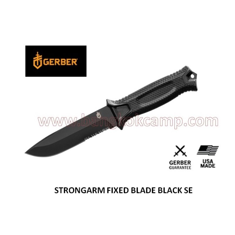 genuine-มีดใบตาย-gerber-strongarm-fixed-4-8-black-combo-blade-30-001060n-ของแท้-made-in-usa