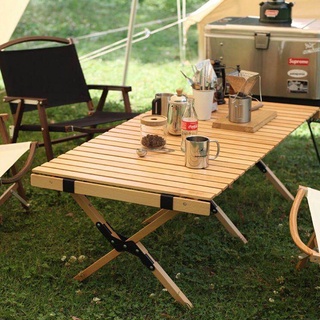 120cm Folding Camping Table Wood Portable Outdoor Picnic BBQ Beach Hiking Tables