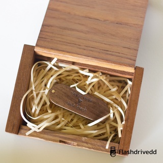 แฟลชไดร์ฟไม้วอลนัทแบบหมุน (Walnut USB)พร้อมกล่องไม้สัก (Teak Box) เลเซอร์โลโก้ ความเร็ว USB 3.0