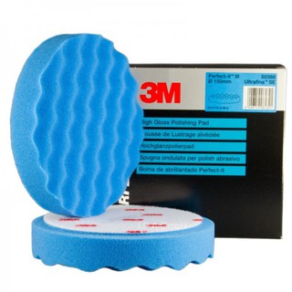 3M (2แผ่น) โฟมขัดเงาละเอียดสีฟ้าขนาด 6 นิ้ว หลังสักหลาด 50388 Ultrafina Blue - 2 Pad Pack 50388