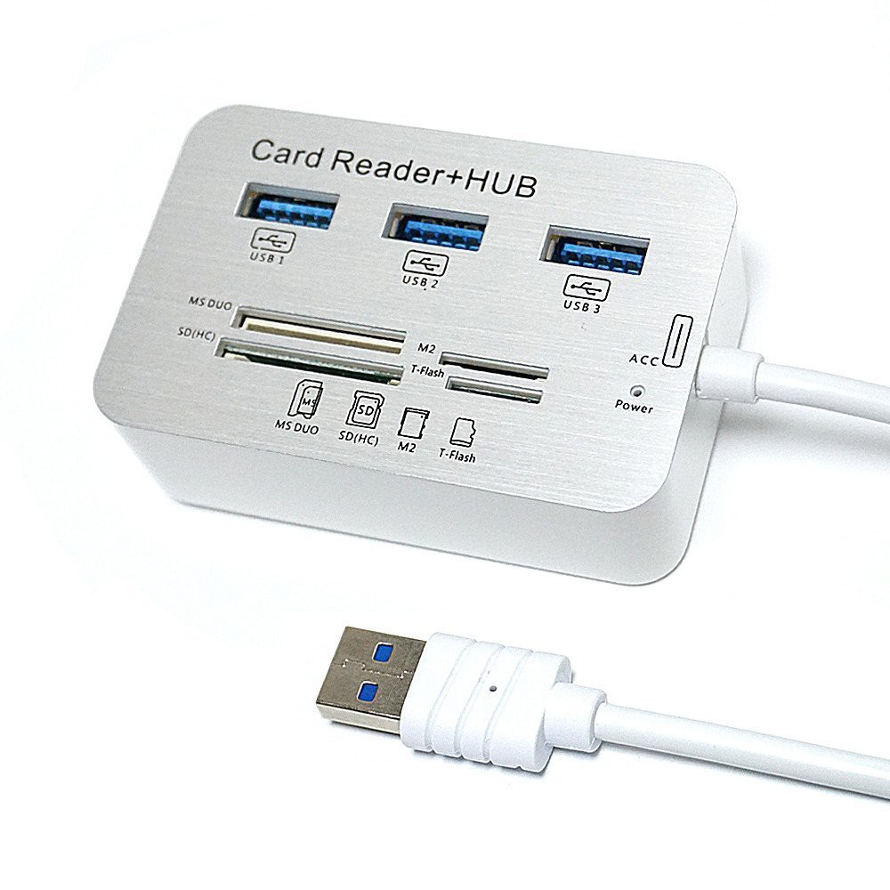 ภาพหน้าปกสินค้าUSB 3.0 to 3-Port USB Hub + MS/SD/M2/TF Card Reader Combo