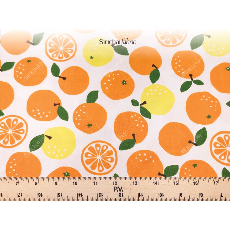 ภาพสินค้าผ้าเมตร ผ้าหลา ผ้าคอตต้อน 100% ลายส้ม มะนาว หน้ากว้าง 65 นิ้ว จากร้าน sirichaifabric บน Shopee ภาพที่ 1
