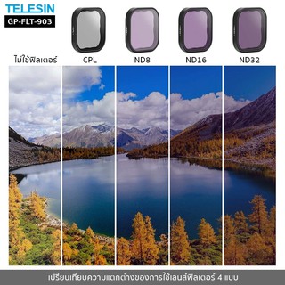 เลนส์ฟิลเตอร์ TELESIN รุ่น GP-FLT-903 สำหรับ GoPro Hero 9 ชุด Lens Filter Kit 4 แบบ CPL/ND8/ND16/ND32