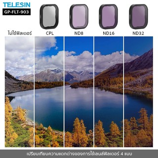 เลนส์ฟิลเตอร์ TELESIN รุ่น GP-FLT-903 สำหรับ GoPro Hero 9 ชุด Lens Filter Kit 4 แบบ CPL/ND8/ND16/ND32