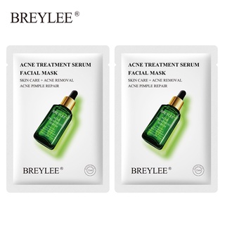 BREYLEE มาส์ก2ชิ้น เซรั่มบํารุงผิวหน้าช่วยลดสิวควบคุมความมัน 25ml 2Pcs Tea Tree Acne Treatment Serum Facial Mask