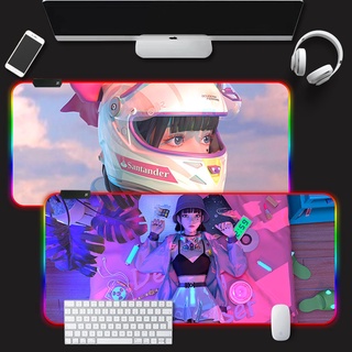 🔥💥💥แผ่นรองเม้าส์มีไฟ แผ่นรองเม้าท์RGB LED Light ลายAnime ขนาดใหญ่ Gaming Mouse Pad