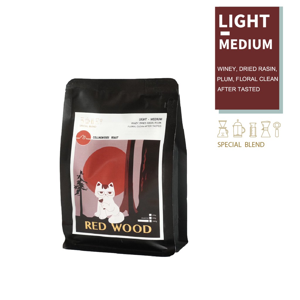 เมล็ดกาแฟคั่วอ่อน-redwood-special-blend