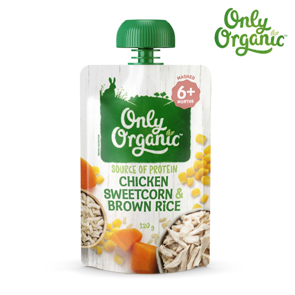 ภาพหน้าปกสินค้าOnly Organic ไก่ ข้าวโพดหวาน & ข้าวกล้อง, Organic Baby Foods 6+ Months จากร้าน onlyorganicthailand บน Shopee