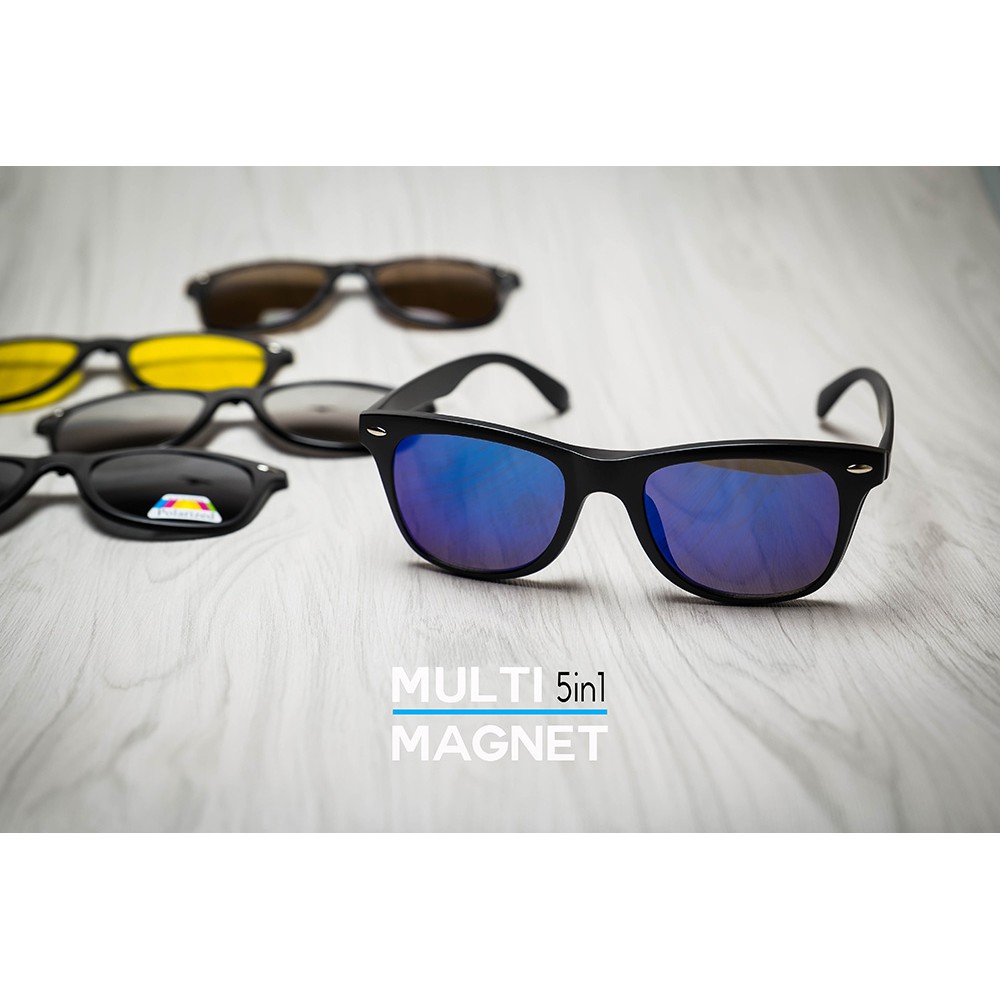 แว่นกันแดด-multi-magnet-5in1-ลดการสะท้อนแสงและกันแดด-เลนส์-polarized-คลิปออน-เปลี่ยนเลนส์