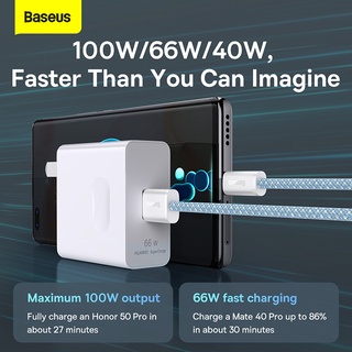 สินค้า Baseus สายชาร์จโทรศัพท์มือถือ Type C 100w 66w ชาร์จเร็ว 40w สําหรับ Xiaomi Huawei mate30p50 40 Honor 50Pro 6A