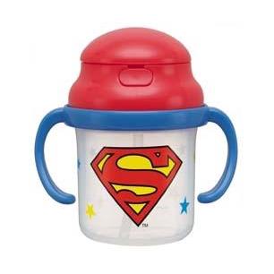 **สินค้านำเข้าจากญี่ปุ่น**แก้วหัดดื่ม Step 3 แบบหลอดนิ่ม ขนาด 230 ml. Superman