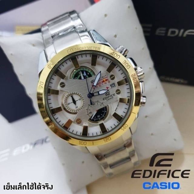 casio-edifice-นาฬิกาสายเลส-ระบบอนาล็อก-หน้าโคโนกราฟ-3-วงบอก-วัน-วันที่-เวลา-24-ชม-สินค้ามีถ่าน-ผ้าเช็ค-ถุงผ้า